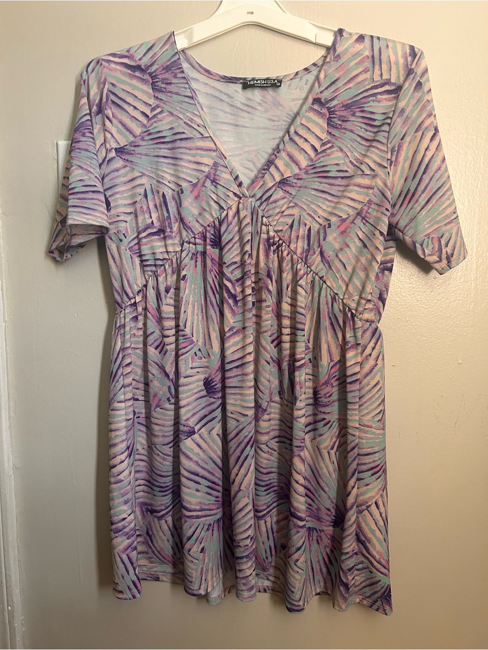 HEIMISH USA Lavender, Mint and Pink Abstract Tunic Top